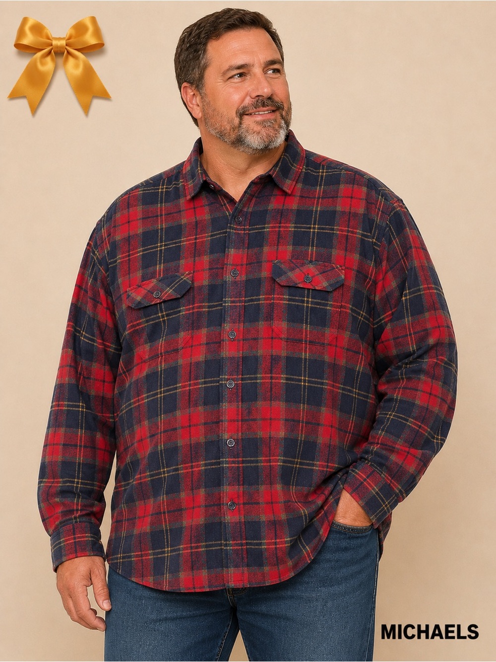 Carl Michaels Vintage Wool Blend Plaid Flannel Shirt XL Red